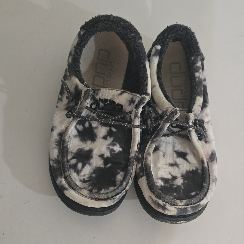 Hey Dude Kids Black and White Moccasins